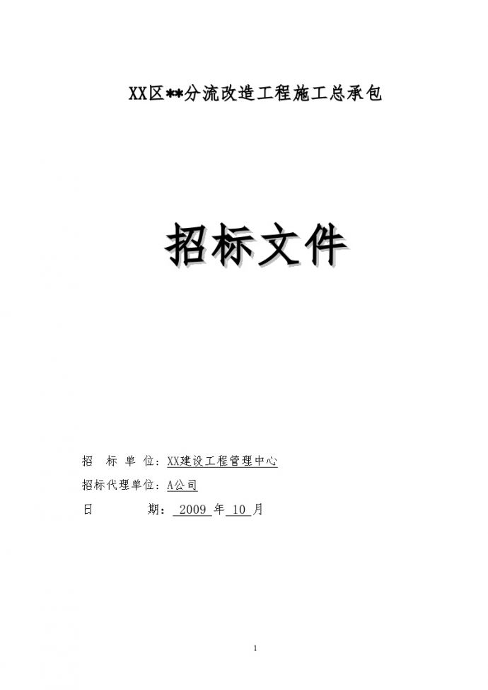 2009年广东某市政雨污分流改造工程招标文件_图1