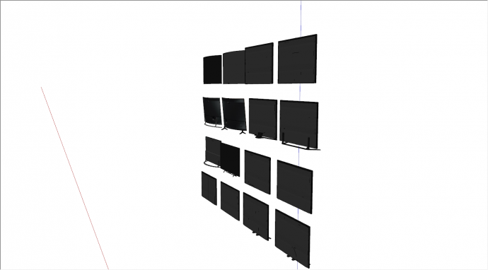 现代曲面曲屏电视机su模型_图1