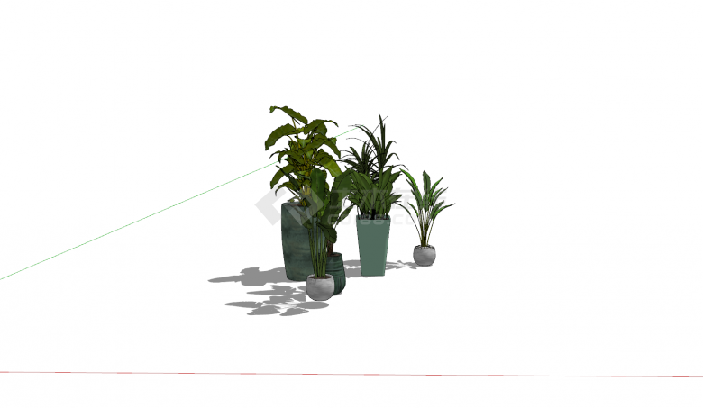 现代风格盆栽植物摆件su模型-图二
