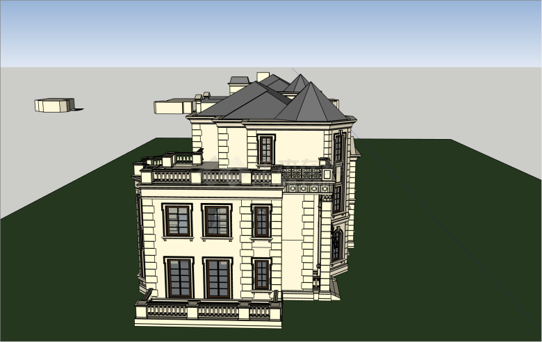 纯色精美欧式风格别墅庭院su模型-图二