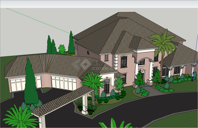 豪华大型地中海风格别墅su模型-图二