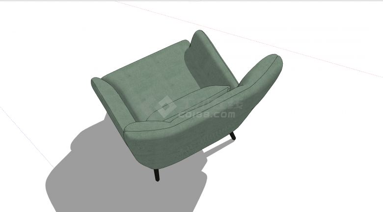 绿色高靠背现代风格休闲椅SU模型-图二