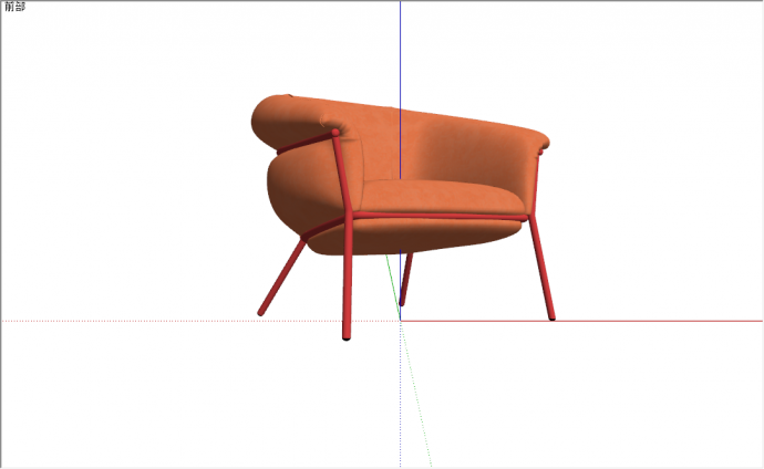 现代橙色细腿皮革休闲椅su模型_图1