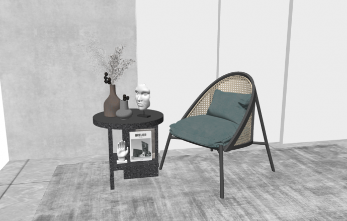 现代镂空编织休闲椅su模型_图1