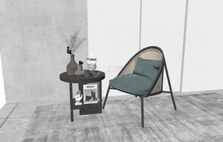 现代镂空编织休闲椅su模型-图一