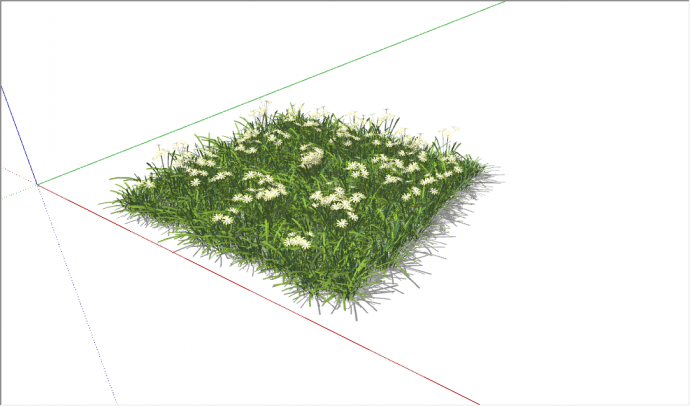 现代方形白色花朵草皮草坪地被su模型_图1