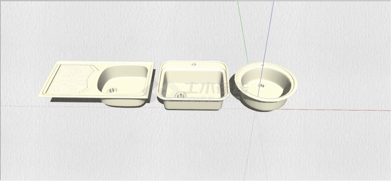 三个单槽洗菜池厨卫用品su模型-图一