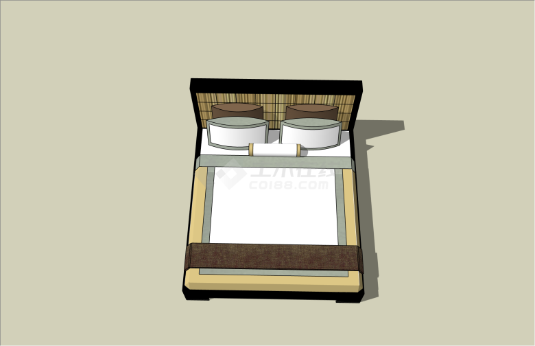 别致新中式风格床具su模型-图一