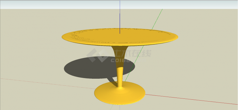 现代黄色塑料材质小圆桌su模型-图二