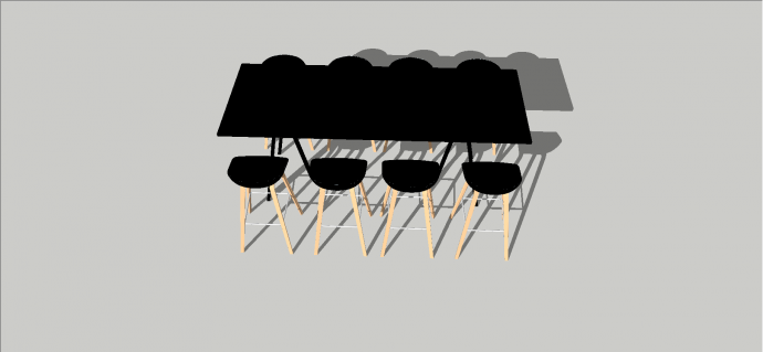 现代木质黑面家庭八人高脚餐桌su模型_图1