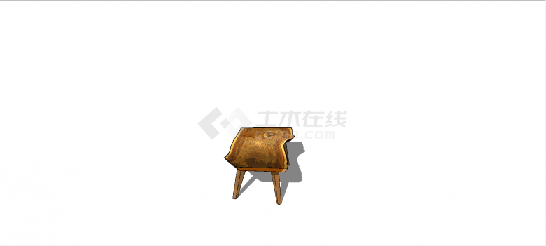 木质八字脚椅腿宽面长椅su模型-图二