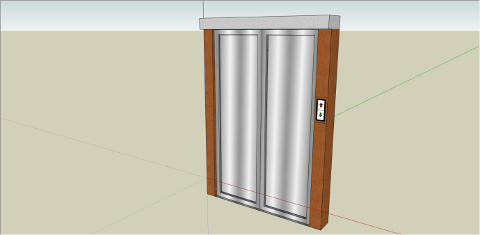 现代铝制双开门电梯su模型_图1
