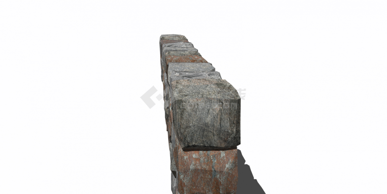 中式长方体石墙假山置石su模型-图二