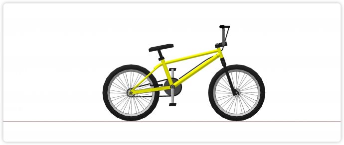 黄色车架儿童自行车su模型_图1