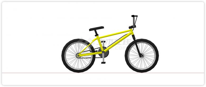黄色车架儿童自行车su模型-图一