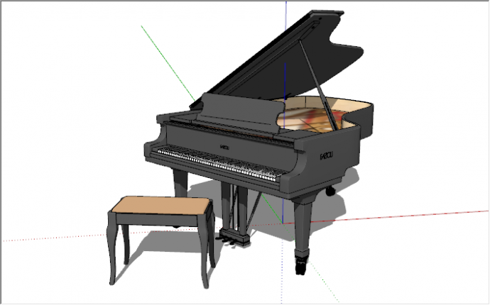 现代风格黑色钢琴su模型_图1