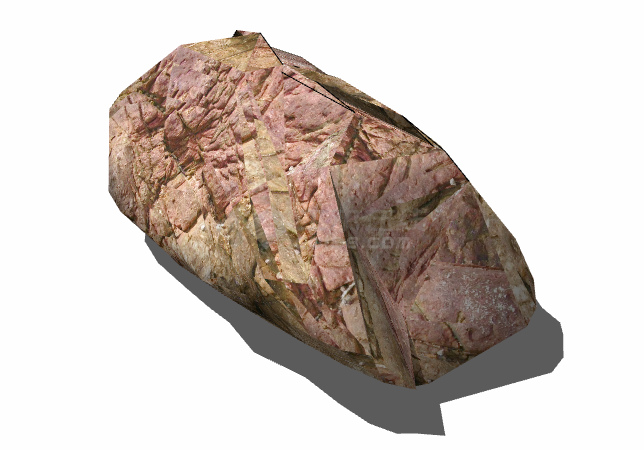 土色红色相间现代假山置石 su模型-图二