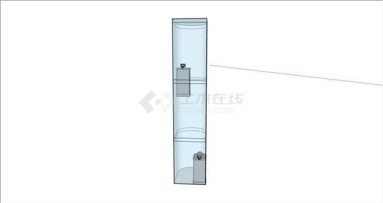 现代蓝色透明公用升降电梯su模型-图二