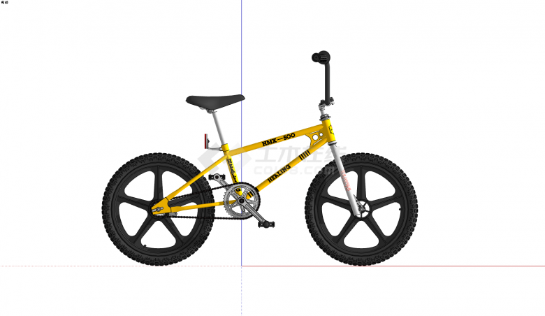 儿童黄色越野自行车su模型-图二