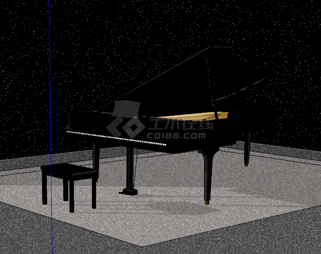 黑色高档精美三角钢琴su模型-图二