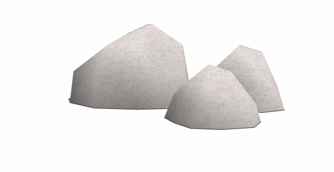 三块灰色大小假山置石su模型_图1