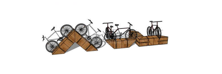 木制褐色自行车停车架su模型-图二