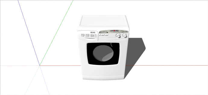 现代白色小型滚筒洗衣机su模型_图1