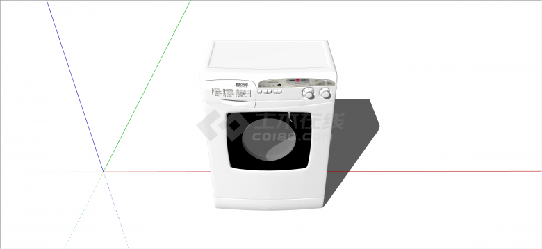 现代白色小型滚筒洗衣机su模型-图一