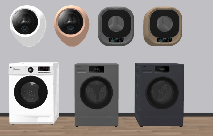 现代美观数个挂壁洗衣机滚筒洗衣机su模型_图1