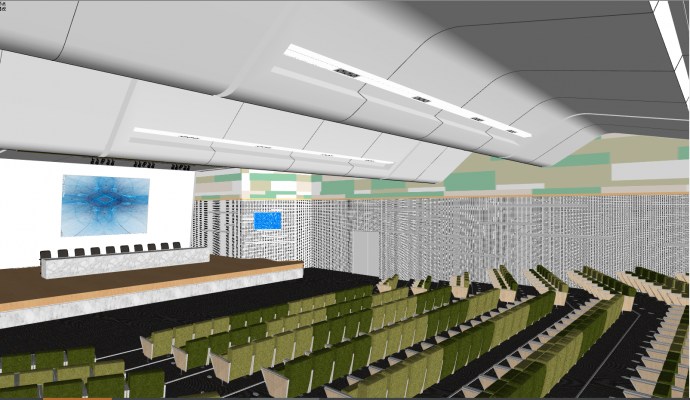带有多个座位的宽敞的音乐厅会议报告厅 su模型_图1