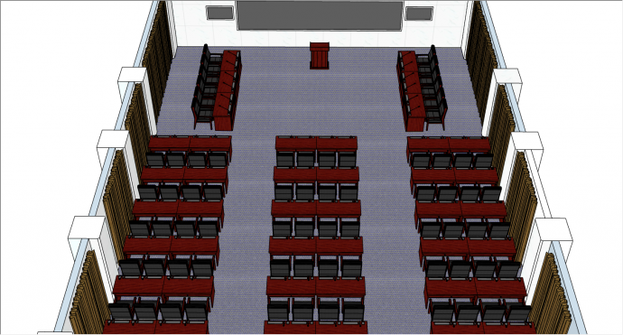 现代中式风格会议厅su模型_图1