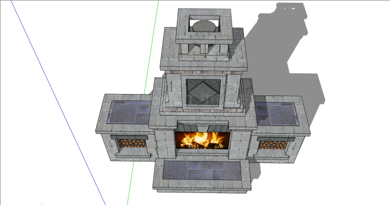 现代复古石材壁炉su模型-图二