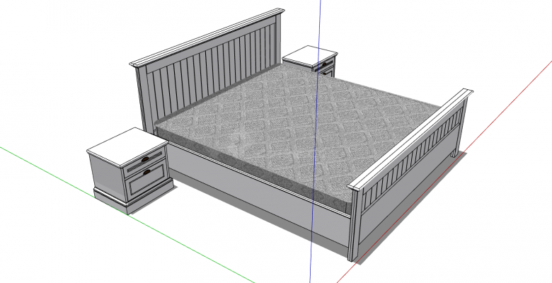 床白色床头柜组合su模型-图二