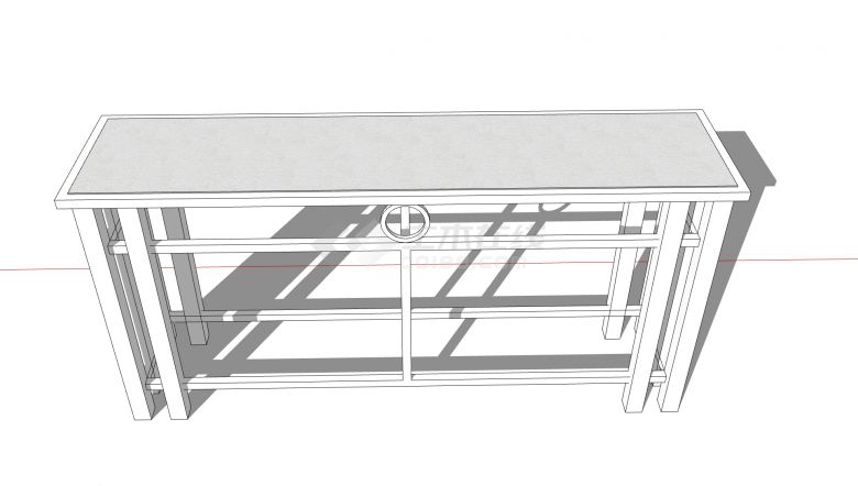 多桌脚并列长形单桌su模型-图二