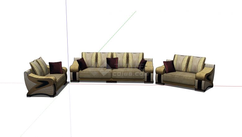 舒适复古宽扶手沙发su模型-图二