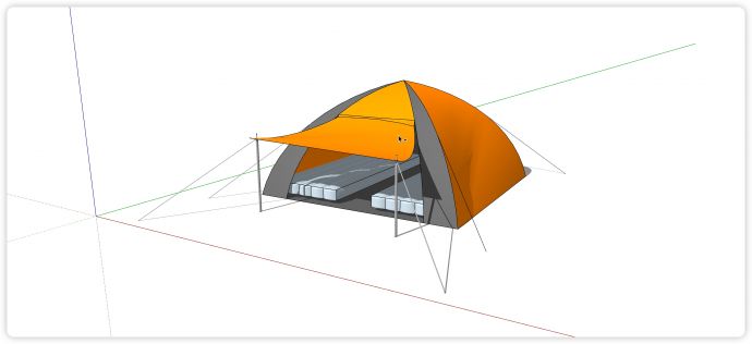 橙色灰色搭配双人露营帐篷su模型_图1