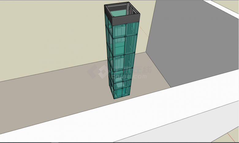 绿色方型升降电梯su模型-图二