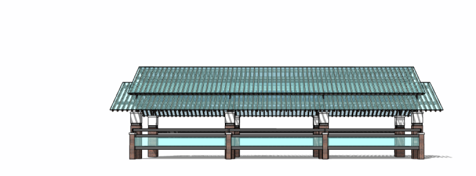 绿色屋顶新中式廊架SU_图1