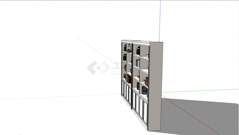 白色长型简约装饰柜su模型-图二