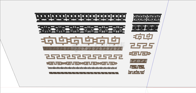 中式多色系图案雕花su模型-图二