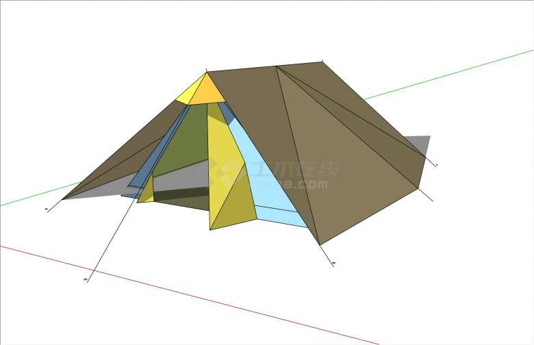 绚丽小型现代风格帐篷su模型-图二