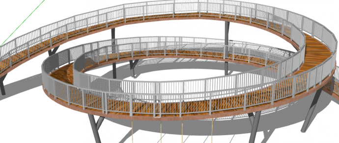 弯曲木制的景观桥 su模型_图1