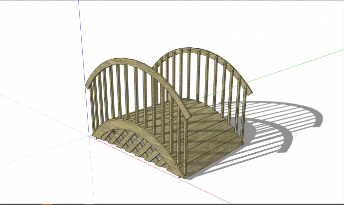 棕绿色弯曲小型木桥su模型_图1