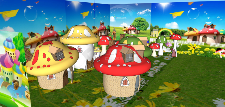 现代都市蘑菇屋公园su模型-图二