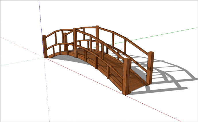 新中式红木拱形景观桥su模型_图1