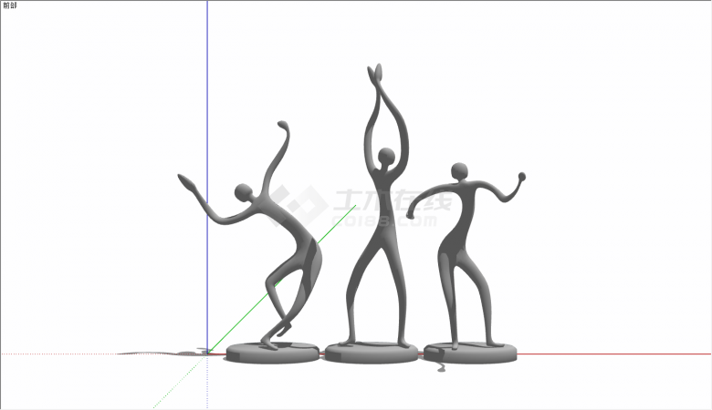 跳舞姿势抽象人物雕像的SU模型-图一