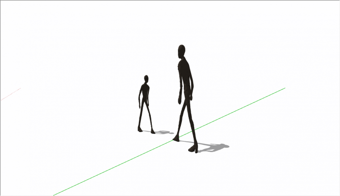 街区抽象人物行走雕像的SU模型_图1