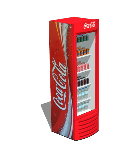 红色可乐现代风格超市冰柜SU模型-图二