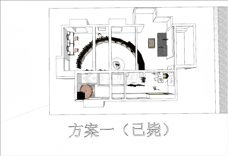 现代经典婚纱摄影店铺su模型-图一