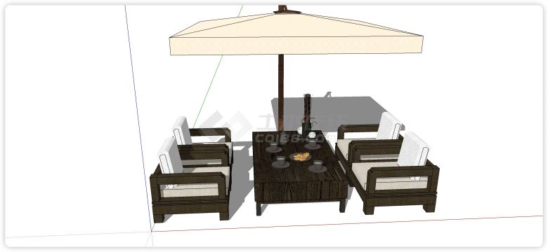 紫檀木中式沙发室外桌椅su模型-图二